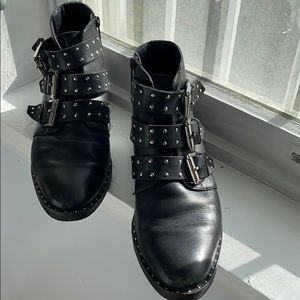 Black booties with studs